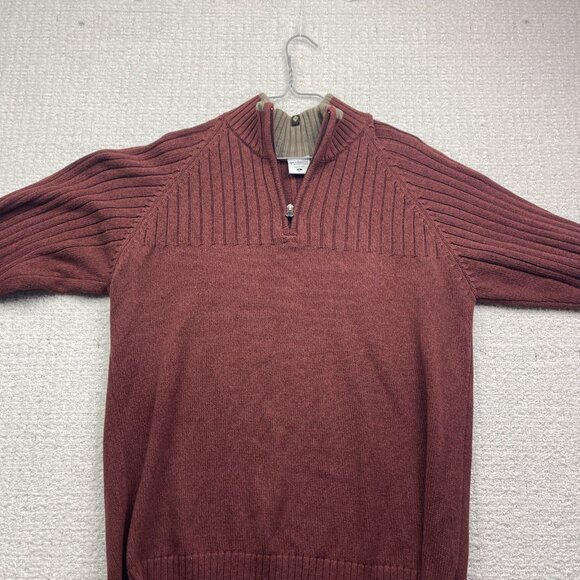 Columbia Quarter Zip Collared Ribbed Sweater Mens Large Ruby Red Outdoor Camp - Picture 7 of 14